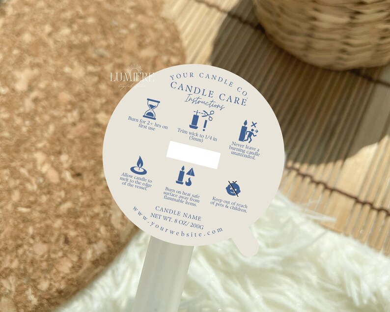 Minimal Candle Dust Cover Template, Editable Canva Candle Dust Cover Instructions Label, Printable Candle Care Cover Template, Canva -02CBK image 4