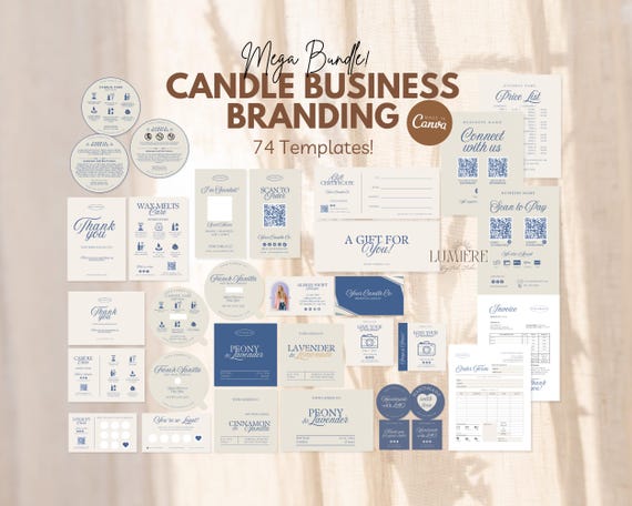 Editable Candle Business Branding Bundle, Canva Candle Business Branding Kit, Printable Wax Melt Label Template, Digital Download -02CBK