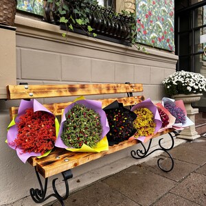 Colorful dried flowers bouquets
