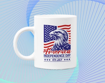 Vaterländischer Becher, USA-Unabhängigkeitstag-Feier-Schale, Kaffeebecher der amerikanischen Flagge, Geschenk zum 4. Juli, rot-weiß-blaue Teetasse, Sterne und Streifen