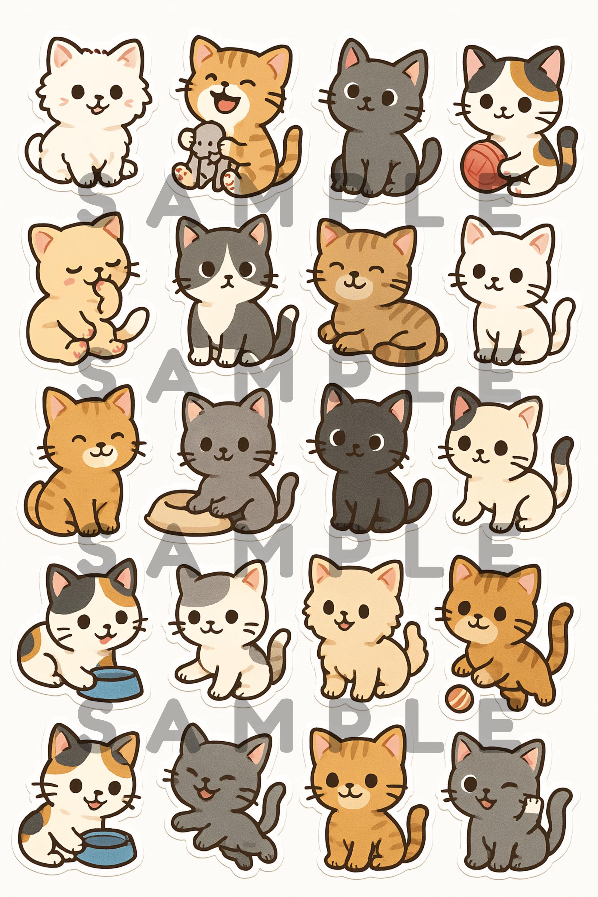 Cute Cat Sticker Sheet - Etsy