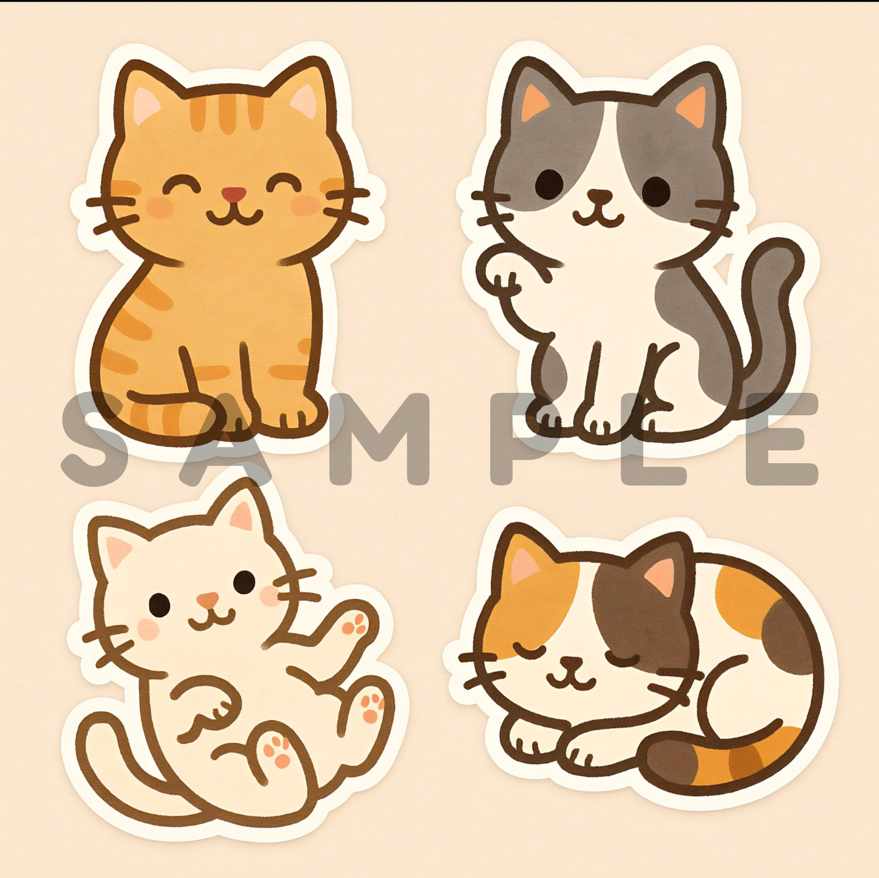 Cute Cat Sticker Sheet - Etsy