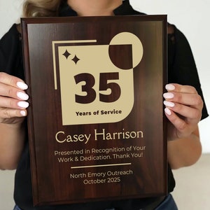 35 Year Work Anniversary Award | Thirty-five Years of Service Gift, Personalized Employee Recognition & Appreciation Plaque [Avante style]