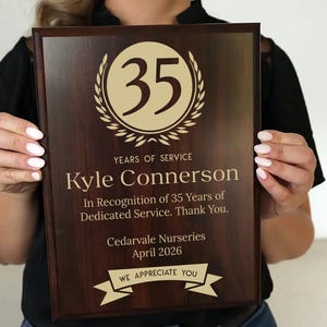 35 Year Work Anniversary Award | Thirty-five Years of Service Gift, Personalized Employee Recognition & Appreciation Plaque [Phoenix style]