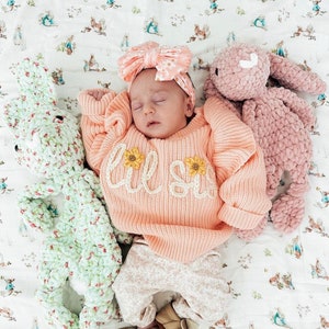 Stick and Stitch DIY Name Sweater Embroidered Lil Sis Big Sis Stick and Stitch Name Hand Embroidery Toddler and Baby Name Stencil Washable