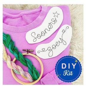 DIY Embroidery Kit Stick and Stitch Custom Neck Sticker Curved Collar Personalized Digital Pattern Custom Name Embroidery Kids name