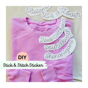 Stick and Stitch Custom Neck Embroidery Sticker Curved Collar  DIY Embroidery Personalized Digital Pattern Custom Name Embroidery Kids name
