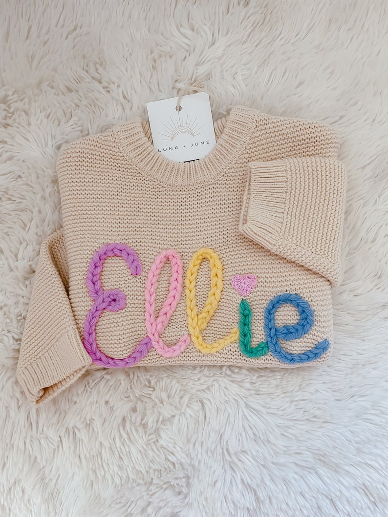 Stick and Stitch DIY Name Sweater Embroidered Name Sweater Stick and Stitch Name Hand Embroidery Toddler and Baby Name Stencil Washable image 7