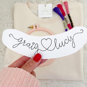 Valentine&#39;s Stick and Stitch Heart Font Custom Neck Embroidery Sticker Curved Collar DIY Love Embroidered Pattern Custom Name Design Kit