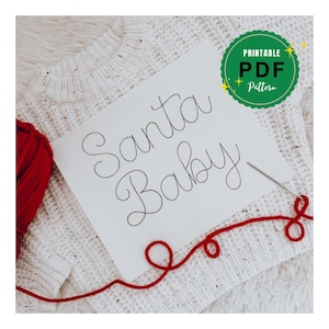 PDF Santa Baby Stick and Stitch DIY  Embroidered Sweater Christmas Stick and Stitch Hand Embroidery Toddler and Baby Name Stencil Washable