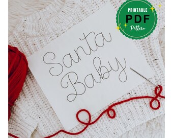 Santa Baby Embroidery Pattern, DIY Sweater Stick and Stitch (PDF)