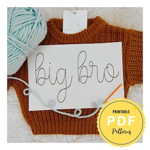 PDF Stick and Stitch DIY Big Bro Embroidered Sweater Lil Sis Stick and Stitch Name Hand Embroidery Toddler and Baby Name Stencil Washable