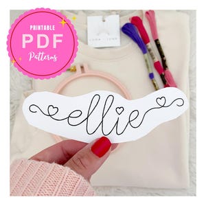 Valentine&#39;s PDF Stick and Stitch Heart Font Custom Neck Embroidery Sticker Curved Collar DIY Love Embroidered Pattern Custom Name Design Kit