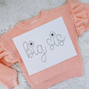 Stick and Stitch DIY Name Sweater Embroidered Lil Sis Big Sis Stick and Stitch Name Hand Embroidery Toddler and Baby Name Stencil Washable
