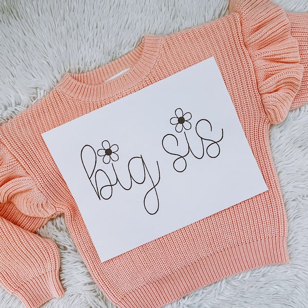 Stick and Stitch DIY Name Sweater Embroidered Lil Sis Big Sis Stick and Stitch Name Hand Embroidery Toddler and Baby Name Stencil Washable