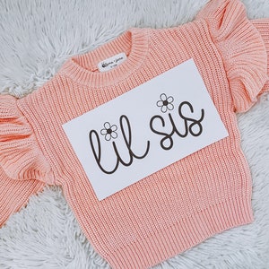 Stick and Stitch DIY Name Sweater Embroidered Lil Sis Big Sis Stick and Stitch Name Hand Embroidery Toddler and Baby Name Stencil Washable