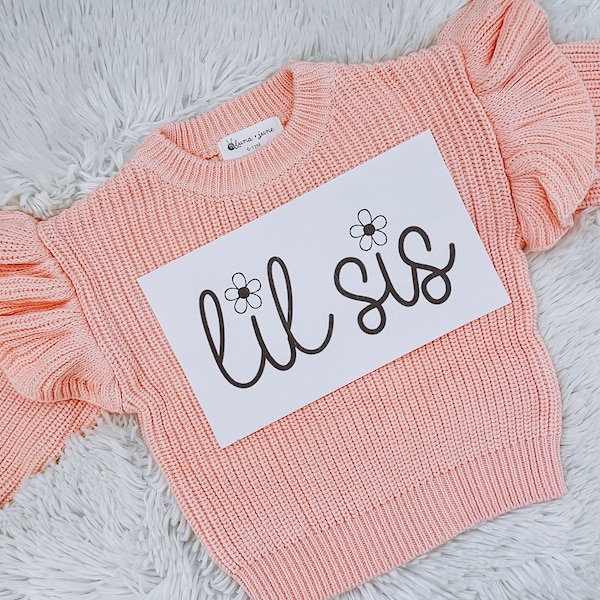 Stick and Stitch DIY Name Sweater Embroidered Lil Sis Big Sis Stick and Stitch Name Hand Embroidery Toddler and Baby Name Stencil Washable