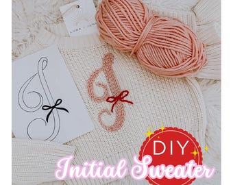 Kit DIY para Suéter com Inicial: Bordado com Bastidor e Ponto Cruzado, Nome para Bebê/Criança