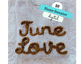 DIY Name Sweater Kit Embroidered Name Sweater Tutorial Stick and Stitch Name Hand Embroidery Kit Toddler and Baby