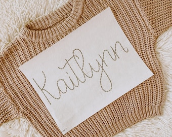 Stick and Stitch DIY Name Sweater Embroidered Name Sweater  Stick and Stitch Name Hand Embroidery Toddler and Baby Name Embroidery Paper