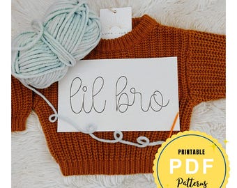 Lil Bro Embroidered Sweater DIY Stick and Stitch Pattern (PDF)