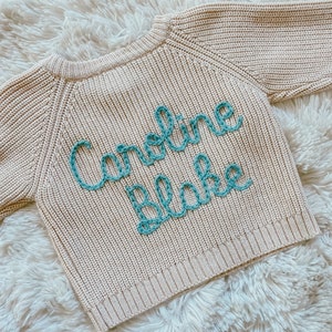 Stick and Stitch DIY Name Sweater Embroidered Name Sweater Stick and Stitch Name Hand Embroidery Toddler and Baby Name Stencil Washable image 9