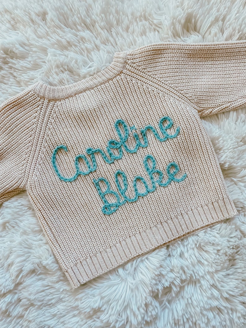 Stick and Stitch DIY Name Sweater Embroidered Name Sweater Stick and Stitch Name Hand Embroidery Toddler and Baby Name Stencil Washable image 9