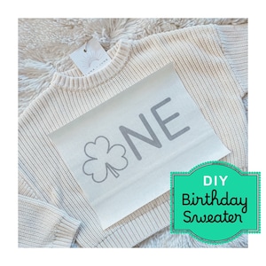 Suéter con nombre hecho a mano Suéter con nombre bordado a mano Suéter con nombre bordado a mano Traje de primer cumpleaños para bebé Segundo cumpleaños Trébol de la suerte