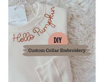 DIY Custom Collar Embroidery Stick and Stitch Sticker  Embroidery Personalized Digital Pattern Custom Name Embroidery Kit Video Instructions