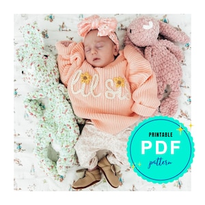 PDF Stick and Stitch DIY Lil Sis Embroidered Sweater Big Sis Stick and Stitch Name Hand Embroidery Toddler and Baby Name Stencil Washable