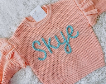 Custom Name Baby Sweater, Personalized Hand Embroidered Sweaters, Embroidered Toddler Sweater with Name, Baby Shower gift, Custom Embroidery