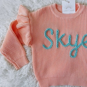 Custom Name Baby Sweater, Personalized Hand Embroidered Sweaters, Embroidered Toddler Sweater with Name, Baby Shower gift, Custom Embroidery