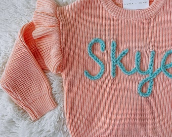 Custom Name Baby Sweater, Personalized Hand Embroidered Sweaters, Embroidered Toddler Sweater with Name, Baby Shower gift, Custom Embroidery