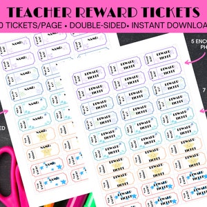 Star Themed Positive Studenten Belohnungstickets/Coupons, bedruckbar, Sofortiger digitaler Download, 8.5x11, A4, Regenbogenfarben & Graustufen