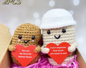 Handmade Crocheted Caring Coffee cup/Coffee Beans,Emotional Support Coffee,Coffee Enthusiast,Gift For Her,Festival Gifts,Special Gifts