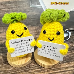 Crochet Positive Pineapple-Mother's Day Gift Box-Crochet Fine Apple-Cute Desk Accessories-Mental Health Gift-Knitted Pineapple