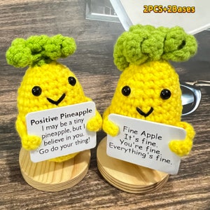 Crochet Positive Pineapple,Graduation Gift Box,Crochet Fine Apple,Desk Decoration,Mental Health Gifts,Knitted Pineapple,Gifts For Her/Him