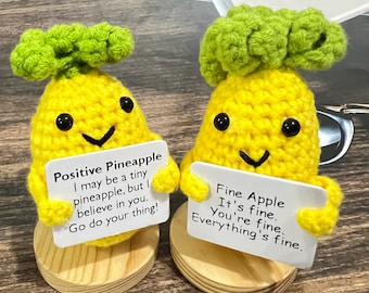 Crochet Positive Pineapple-Mother's Day Gift Box-Crochet Fine Apple-Cute Desk Accessories-Mental Health Gift-Knitted Pineapple