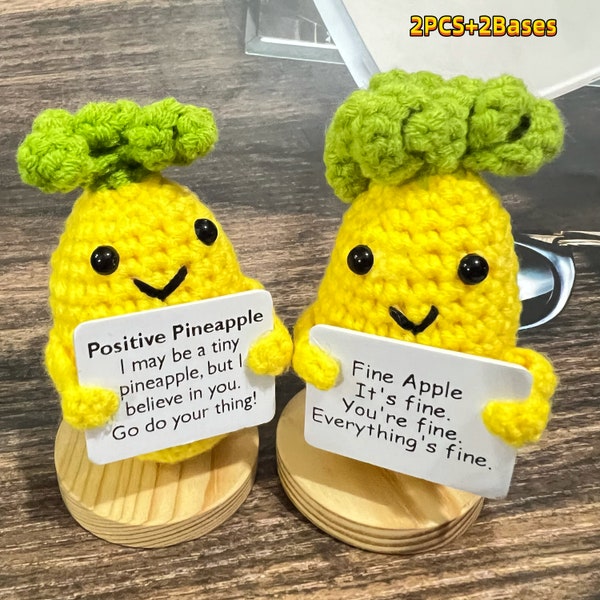 Crochet Positive Pineapple-Mother's Day Gift Box-Crochet Fine Apple-Cute Desk Accessories-Mental Health Gift-Knitted Pineapple