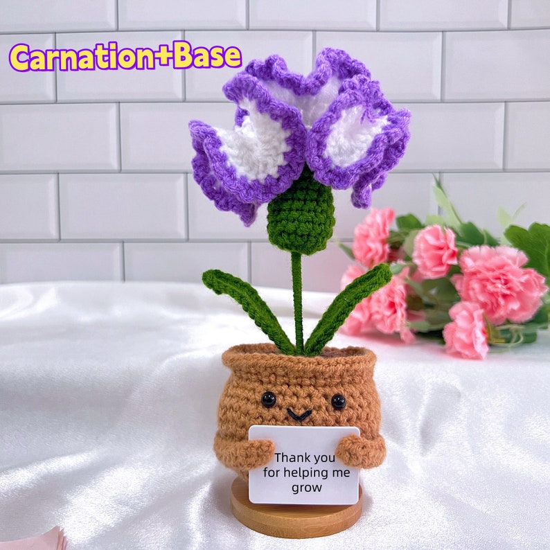 5PCS Cute Crochet Sunflower Plant,crochet Purple Tulip/heart/carnation