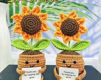Girasoli di supporto emotivo, girasole all'uncinetto, regalo di ringraziamento, regalo di compleanno, decorazione per scrivania da ufficio, regali di affermazione positiva per amici/colleghi