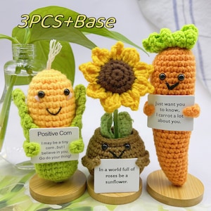 Crochet Positive Vegetables/Corn/Carrot/Sunflower, Emotional Support Gift for Family and Friend,Express Love And Care Gift,Gifts for Mom/Her