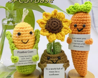 Légumes positifs au crochet/maïs/carottes/tournesols, cadeau de soutien émotionnel pour la famille et les amis, cadeau express d'amour et de soins, cadeau pour elle