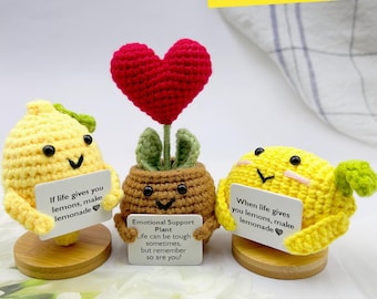 Handmade Crochet Lemon,Heart Plant,Caring Gifts,Custom Crochet Plants,Encouragement Gift,Cute Desk Accessories,Love Gift For Mom,Health Gift