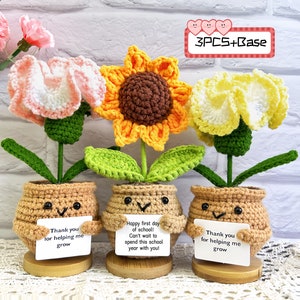 Tournesol/oeillet fait main au crochet,Joyeux premier jour d'école !Premier jour des années 1/2/3/4...,Décoration de dortoir,Cadeau pour meilleur ami