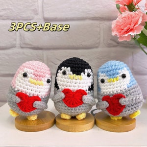 Cute Handmade crochet Penguins,Positive Penguin,Couple Gift,Gift for her,Anniversary Gift,Desktop Ornaments,Office Ornaments,Cute Gift