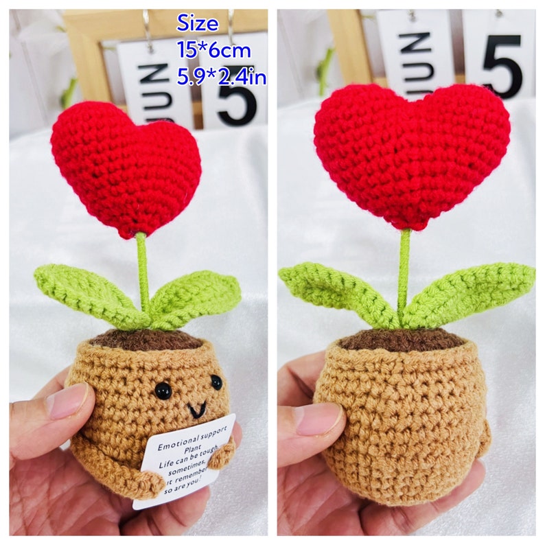 Handmade Crochet Emotional Support Plants Caring Gifts, Custom Crochet Sunflower Pot, Encouragement Gift,Mother's Day gift, Rooting for you image 9