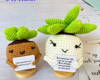 Handmade Crochet Cactus/Succulent Plants Caring Gifts,Custom Crochet Plants,Encouragement Gift,Mother's Day Gift ,Rooting for you