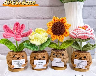 Handmade Crochet Sunflower Plant,Crocheted/Tulip/Corn Poppy/Peony Flower,Emotional Support Plant,Thank You Gift,Crochet Flowers,Gift For Mom