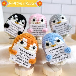 Cute Handmade Crochet Penguin,Positive Penguin,Desk Decor,Crochet Gift,Personalized Customized Penguin Gift,Healing Gift,Graduation Gift